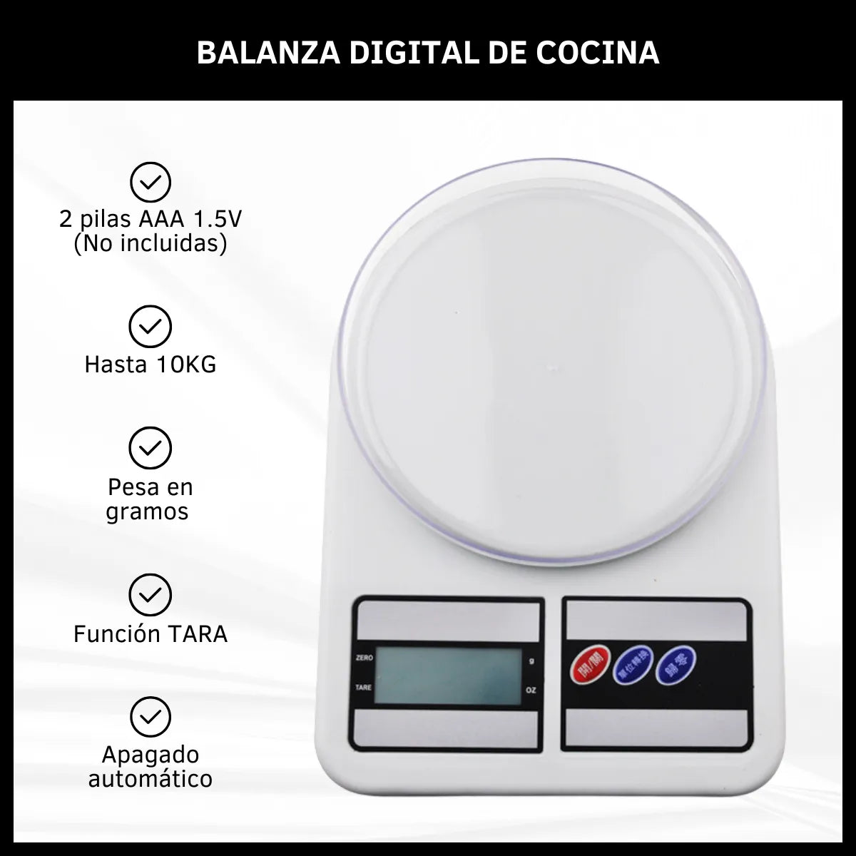 Balanza digital cocina C/recipiente Dinax