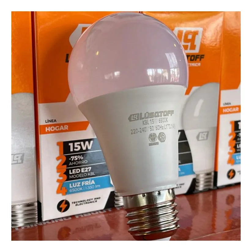 Lampara Foco Led 15 W Luz Fría Bajo Consumo Lusqtoff x10u